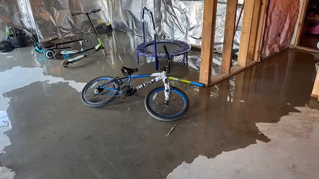 Standing water in a home's basement