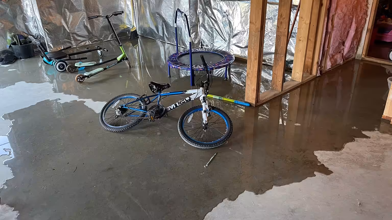 Standing water in a home's basement