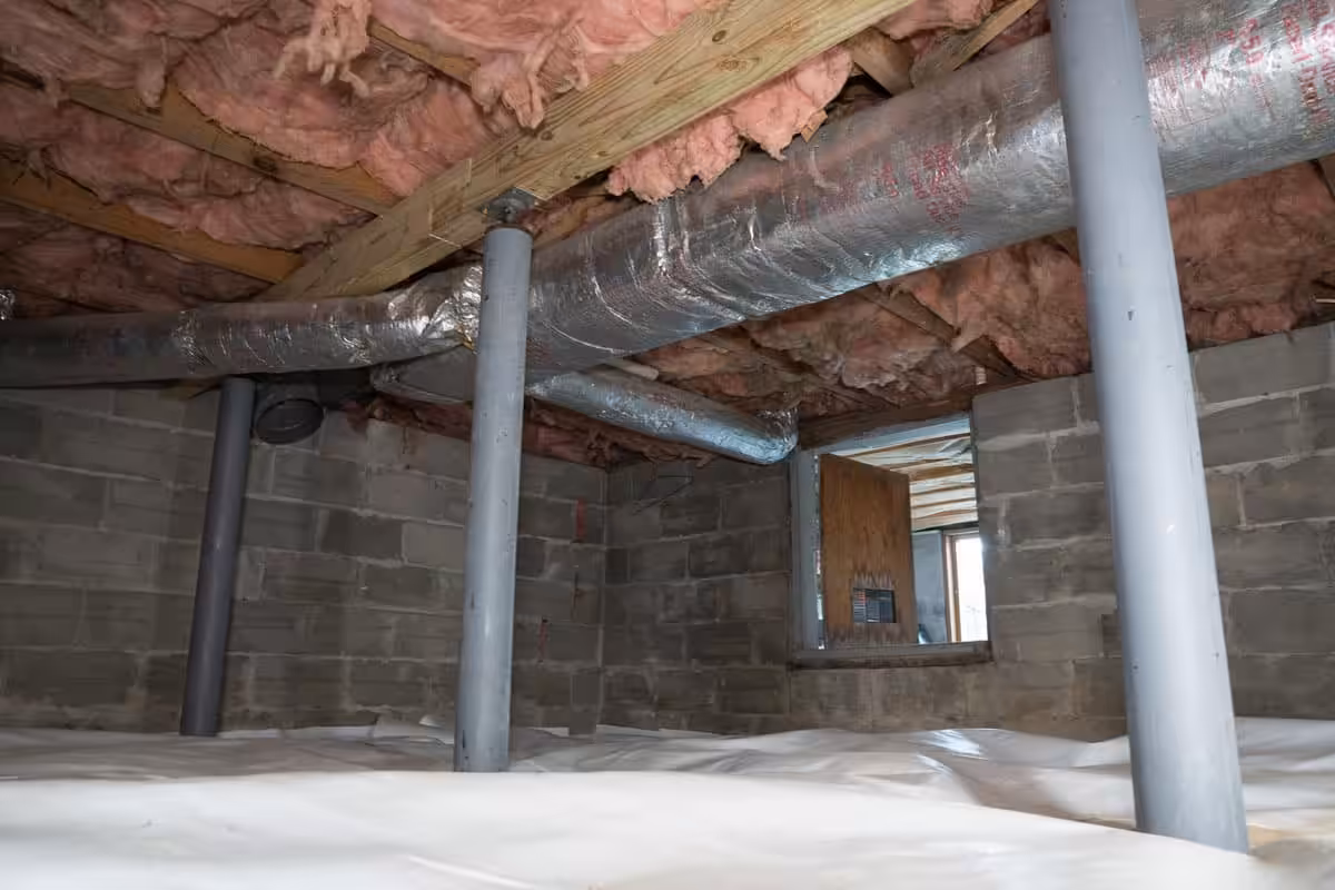 Floor stabilizers installed in crawl space for support
