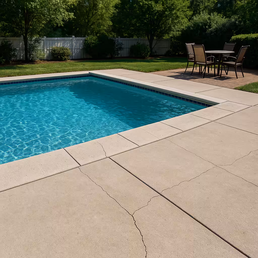 Cracked concrete pool deck