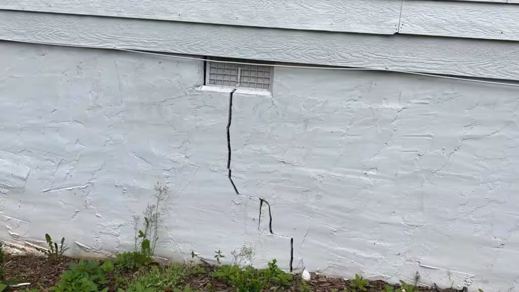 Uneven foundation settlement causing a crack on outside of home