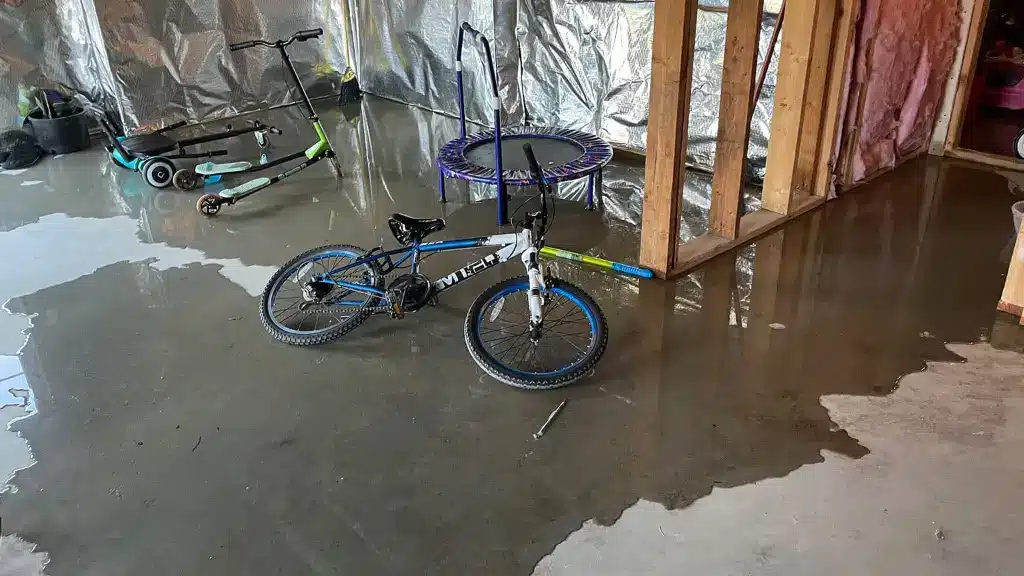 Standing water in a home's basement